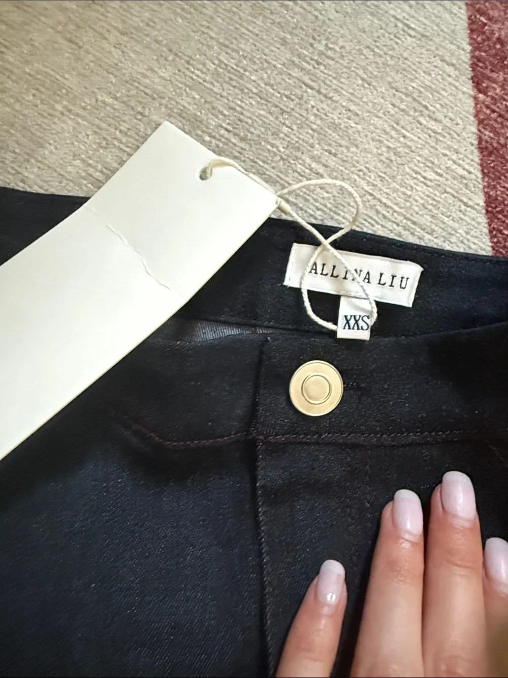 Allina Liu - Dark denim Flared Ruffle Mini Skirt